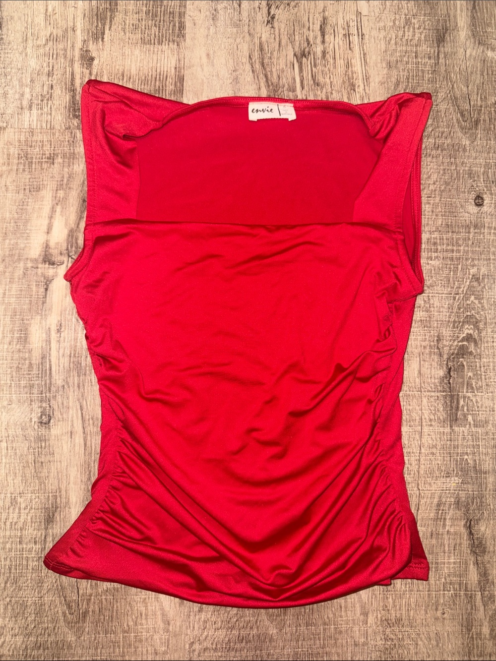 Red Sleeveless Ruched Tank Top
